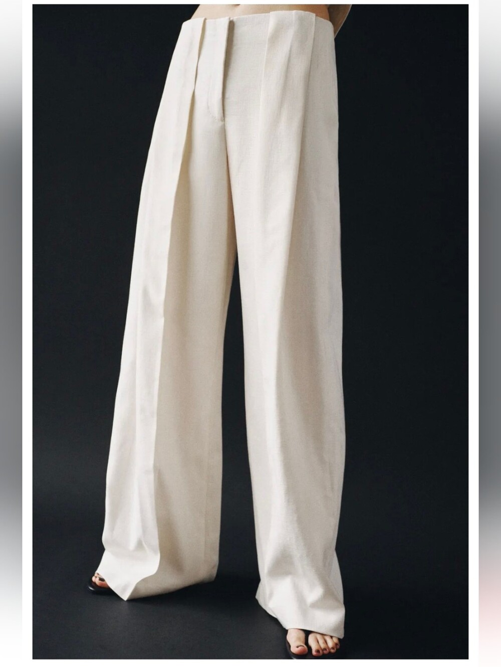 Zara Wide-Leg High-Rise Cream Trousers